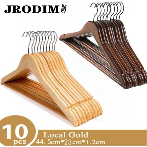 10Pc Adult Extra-Wide Solid Wood Clothes Hanger Hook Wooden Hangers with Notches Non-slip Clothes Hook for Wardrobe Storage Rack