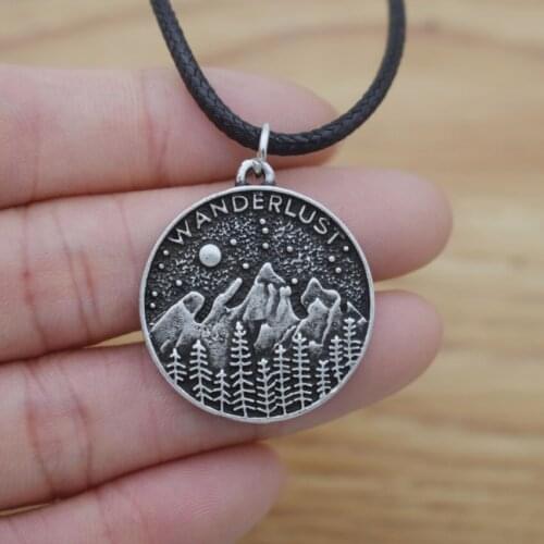 12pcs Wanderlust Pine Tree Mountain Necklace Adventure Outdoor Travel Jewelry For Campers