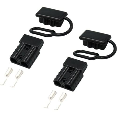 2 Sets Battery Quick Connector 50A 600V Plug with Dust Cap Kit Winch Trailer