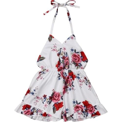 2019 Fashion Toddler Baby Girls Rompers Playsuit Floral Sunsuit Summer Cotton Sleeveless Clothes Kids Out Sunsuit Outfits 1-6T