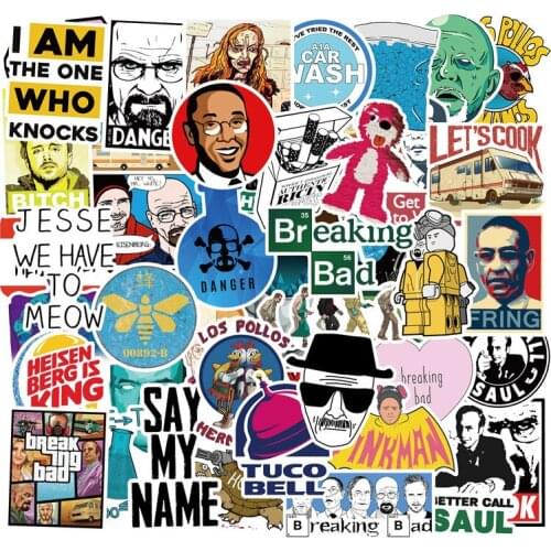 50Pcs TV Show Series Breaking Bad Waterproof Stationery Sticker Skateboard Suitcase Luggage Laptop Sticker Classic Toy Stickers