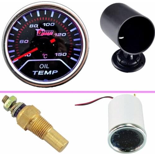 EE support Car Universal 2" 52mm Oil Temp Gauge Meter Celsius Pod Holder Pointer Smoke Tint Len LED Display Auto Accessories