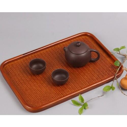 Janpen Style Handmade Bamboo Tea Tray For Office Home Hotel Use Durable Eco-friendly Breakfast Fruit Nuts Dessert Bamboo Tray