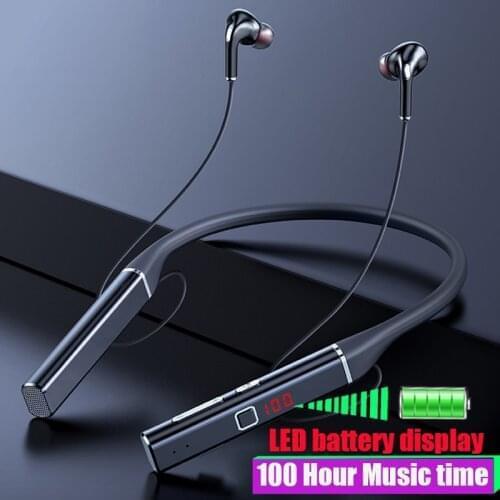 100 hours Wireless Earphone Bluetooth Magnetic Neckband Headphone TWS IPX5 Waterproof Sport Headset Noise Cancelling Micophone