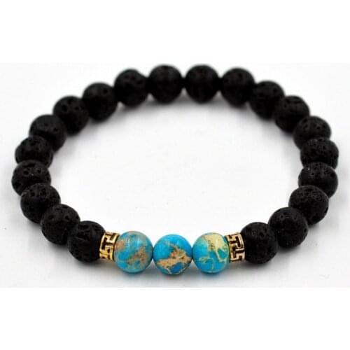 Turquoises Lava Stone Bracelet Natural Gem stone Chakra Reiki Bracelets men pulsera