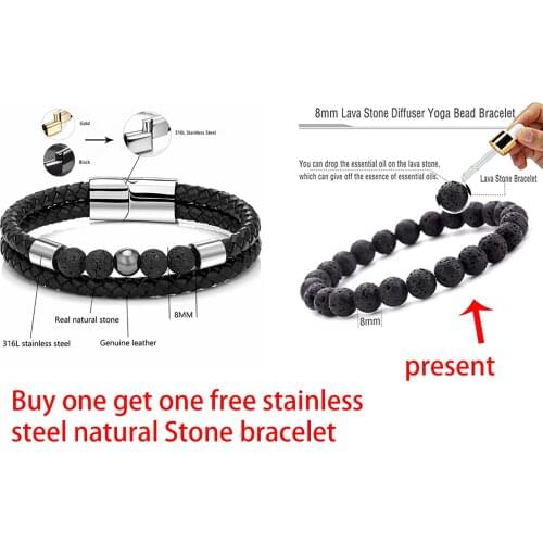 New natural stone beads mens bracelets womens unique multi-layer leather bracelets 18 handmade jewelry wholesale