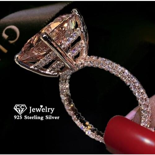 CC Wedding Rings For Women Champagne Cubic Zirconia Square Stone Luxury Jewelry Bridal Engagement Ring Drop Shipping CC1570