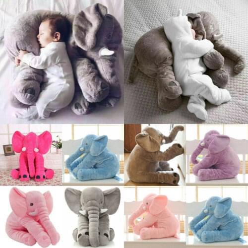 Baby Child Stuffed Lumbar Pillow Cartoon Animal Long Nose Plush Doll Soft Elephant Shaped Back Support Cushion Plush Toys