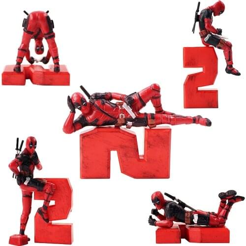 7-10cm Marvel Avengers Deadpool X-Men Corps with Sword Weapons Number 2 PVC Action Figure Funny Mini Model Toys Dolls Brinquedos