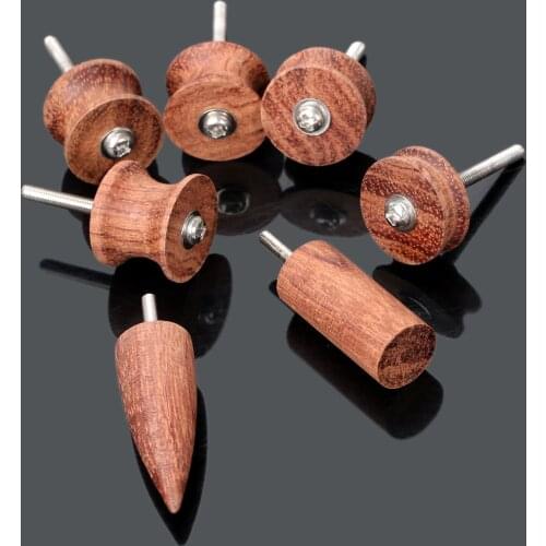 7pcs Leather Grinding Tool Electric Polishing Machine Bit Leather craft Edge Arch Groove Slicker Kit Sandalwood Head Burnisher