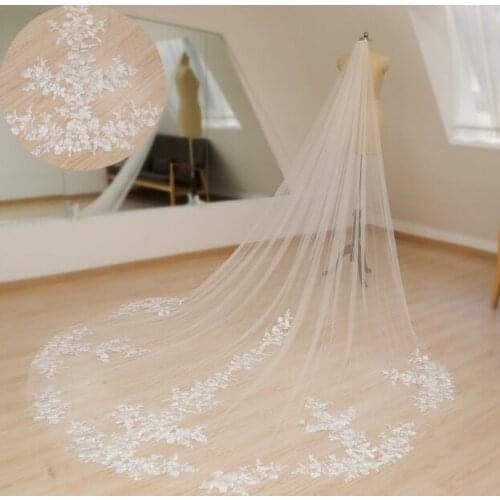 Lace Veil All Length Veil One Tier Veil Soft Tulle Wedding Veil Handmade Bridal Veil Walz Veil Royal Veil Vintage Veil Simple Ve