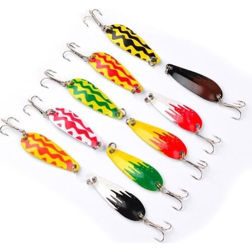 HiUmi 10Pcs 4.5CM 6G Fishing Bait High Quality Spoon Lures with #8 Hooks Fishing Lures,Laser Film on lures Fishing Tackle DW1013