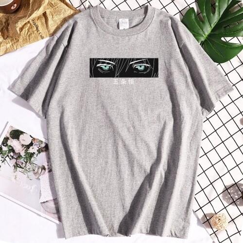 Cotton Gojo Satoru Jujustu Kaisen Print T-shirts Men Casual Branded Clothes Print Tshirt Loose t-shirt Mens