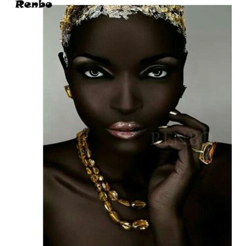 Diy painting rhinestone decoration 3d beaded embroidery African women diamond painting cross stitch set needlework hobby crafts