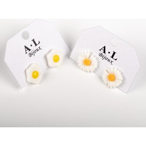 Korean style Cute Colorful Summer Acrylic Earrings Flower Bear Geometric Food Stud Earrings Set For Women Girls Jewelry #KY526