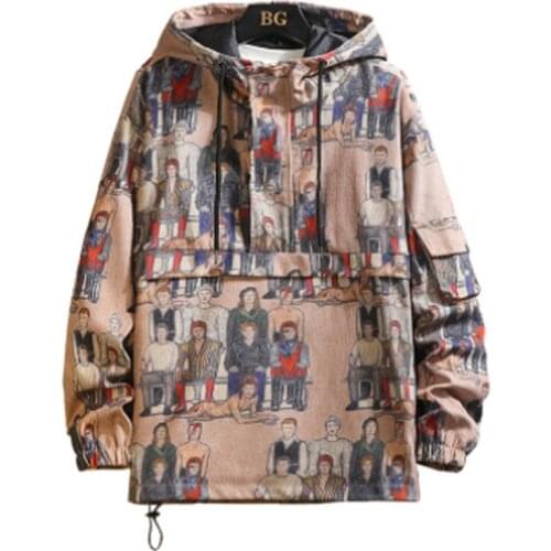 New Graffiti Jacket Men Camo Pullover Mens Hong Kong Style Streetwear Hoody Jackets Coat Men Patchwork Hip Hop Casual Outerwear