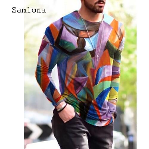 Plus Size 3xl Mens Fashion T-shirt Long Sleeve 3D Print Tops Streetwear Masculinas 2021 Autumn Casual Pullovers Men Tees Shirt