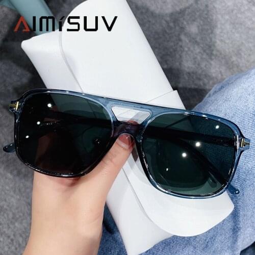 AIMIUSV Mens Brand Sunglasses 2021 Square Flat Top Designer Sun Glasses Womens Fashion Travel Anti-Glare Driving Eyewear UV400