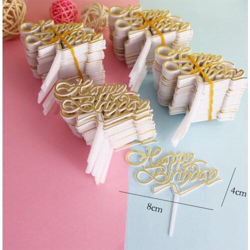 20pcs Plastic Gittler Happy Birthday Cake Topper Bling Decoration Sign Happy Birthday Cake Topper Girl`s Birthday Dessert Decor