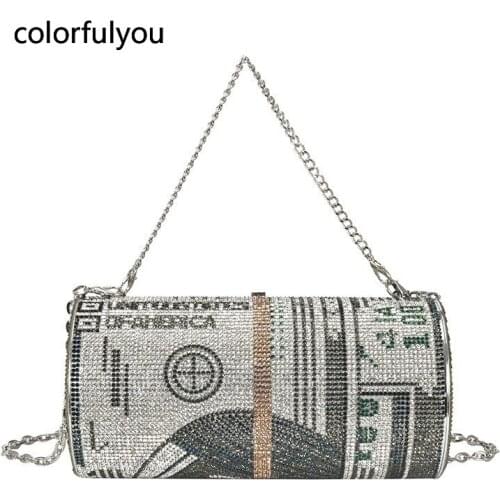 Diamond Dollar Design Party Luxury Evening Clutch Bag Wedding Banquet Purses and Handbags Women Fashion Chain Shoulder Bag