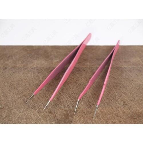Pink Grafting eyelash tweezers Tools for growing eyebrows High precision steel material NO.C0341