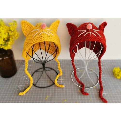 0-3 Yrs Baby Autumn Winter Hat Girl Boy Knitted Crochet Wam Hats Bear Toddler Infant Animal Cat Hat Bonnet Photo Props