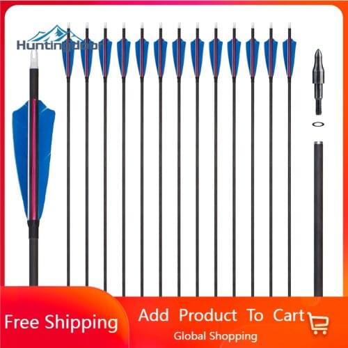Archery Pure Carbon Arrow 4 Inches Full Length 32 Inches Shield-Shaped Feather Straightness Thousand Three Spine 350