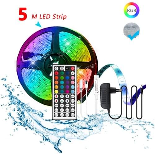 Led Strip Light 12V Waterproof RGB 5M (With adapter) Three ColorRemote Control LED Decor 24keys With SMD 5050 2A Power