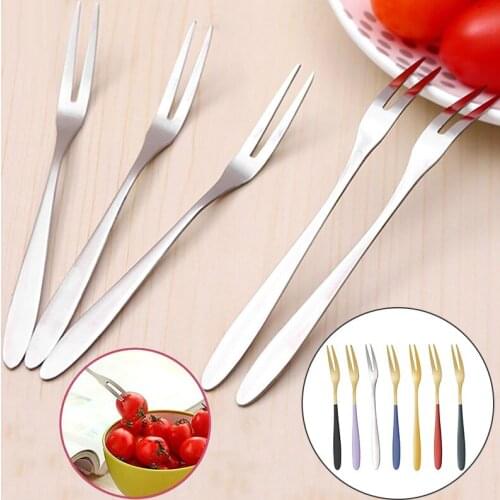 1PC Stainless Steel Fruit Fork Cake Dessert Forks Long Handle Chocolate Ice Cream Fork Kitchen Restaurant Supplies
