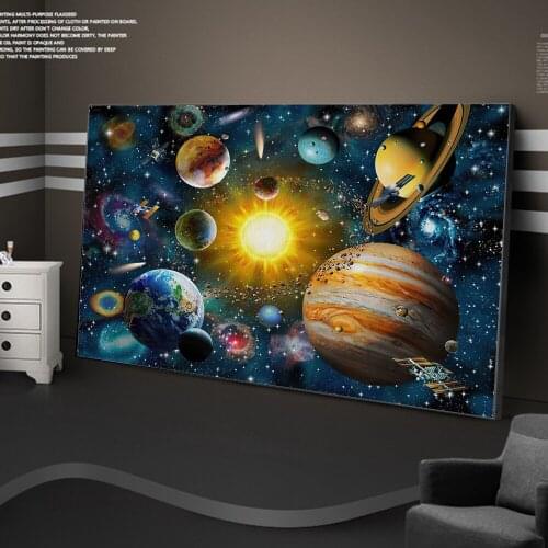 Universe Planet Solar System Posters Art Wall Paintings ChildrenS Bedroom Decor Cartoon Earth Study Tools Canvas Prints Picture