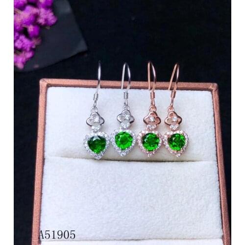 KJJEAXCMY boutique jewelry 925 sterling silver inlaid natural diopside gemstone female luxury earrings support detection