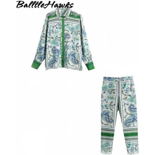 2021 Vintage Floral Print Green Shirt Women Long Sleeve Side Vents Summer Shirts Feminien Fashion Button Up Casual Fit Top