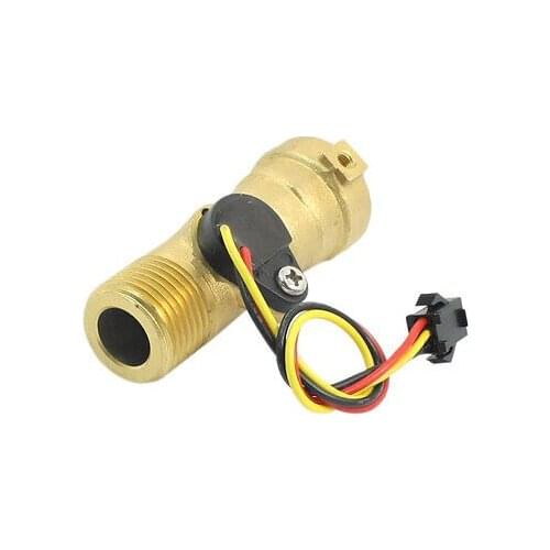1-30L/min G1/2 Threaded Brass Body Wired Hall Luquid Water Flow Sensor Flowmeter SEN-HZ21FB2