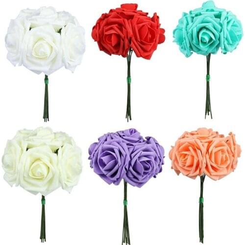 1 Bouquet PE Foam 10 Heads Artificial Fake Rose Flower Bride Wedding DIY Decor Useful