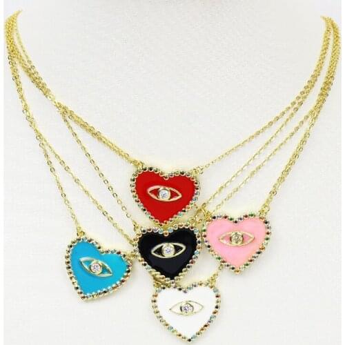 10 Pcs Enamel Heart Pendant Necklace Zirconia Pendant Jewelry Pendant Necklace Jewelry Accessories Jewelry Necklace Gift 51832