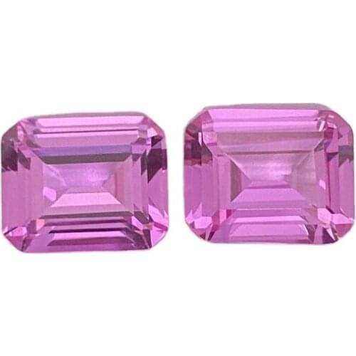 100 Pieces One Bag Emerald Cut 9x11mm 5 Carat 2# Corundum Synthetic Rose Pink Sapphire Gemstone