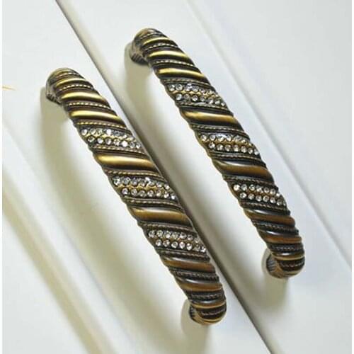 128mm glass diamond kitchen cabinet handle bronze dresser cupboard door pull knob 5" antique brass vintage furniture handle knob