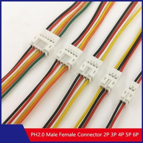 2Set Micro PH2 JST PH2.0 2P 3P 4P 5P 6Pin Male Female Plug Connector With Wire Cables 200mm 26AWG Lithium Battery Cable