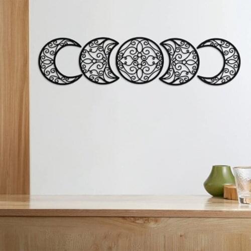 5Pcs Wooden Moon Wall Decoration Bohemian Wall Decoration For Home Living Room Creative Moon Cycle Wall Decoratives