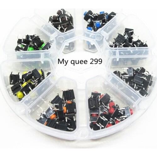 8 colors * 20pcs =160pcs 6*6*5mm 6x6x5 DIP-4 Switches Push button switch kits red yellow white black blue green orange brown