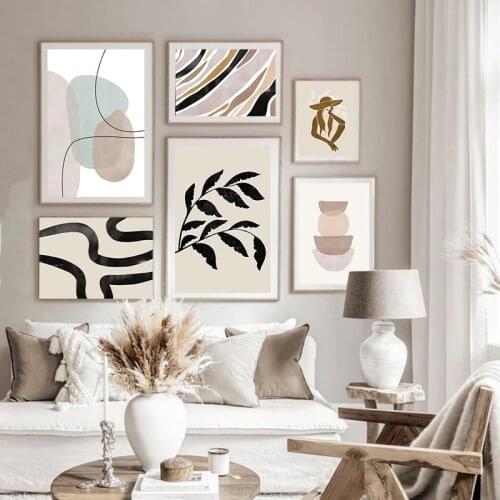 Abstract Canvas Painting Geometric Poster Leaf Art Prints Nordic Print Color Block Posters Modern Wall Pictures Bedroom Decor