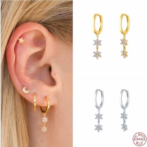 Aide 925 Sterling Silver Pave Zirconia Snowflake Pendant Dangle Earrings For Women Double Charm Tassel Circle Drop Earrings Gift