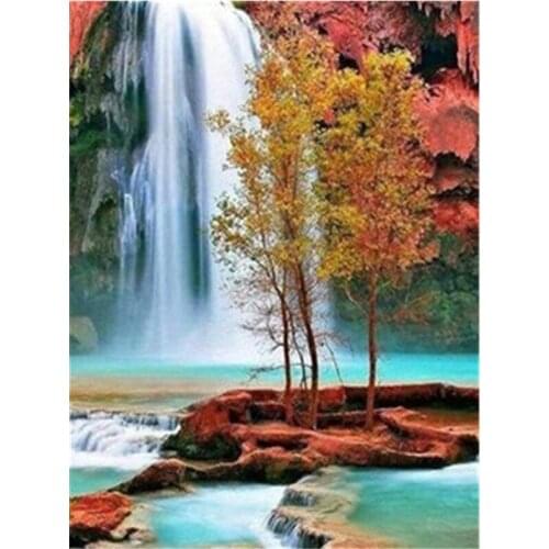 5D DIY Diamond Painting Waterfall Scenic Full Square Rhinestone Diamond Embroidery Landscape Cross Stitch Mosaic Home Decoration