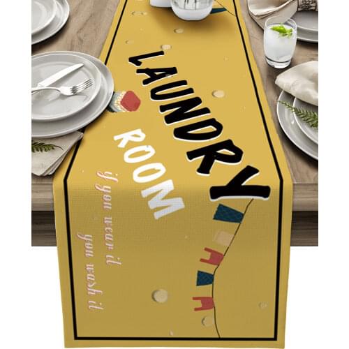 Laundry Room Clothes Yellow Table Runner Coffee Table TV Counter Table Runner Party Dinner Country Wedding Decoration Tablecloth