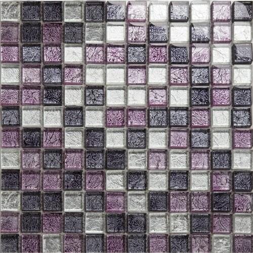 Black silver purple color gold foil crystal glass mosaic tile European decorated kitchen backsplash bathroom shower wall sticker