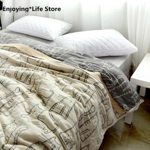 Japanese-style Four-layer Bamboo Cotton Towel Quilt Single Double Summer Gauze Bamboo Cotton Blanket Soft Childrens Blanket