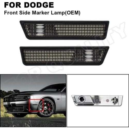 For 2008 2009 2010 2011 2012 2013 2014 Dodge Challenger Car Front OEM Side Marker Light High Fender Sidemarker Lamps Smoked Lens