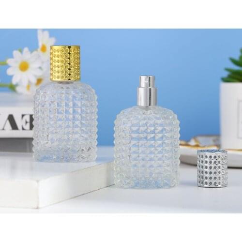 30/50ml New Pineapple Spray Bottle Thick Glass Perfume Bottle Pitted Grid Sub-packing Bottle Transparent