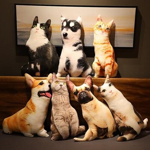 Simulation Plush 3D Stuffed Animals Dolls Super Soft Dogs Cats Pets Toys For Kids Toys Room Decor