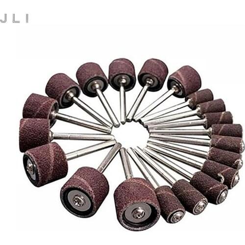 JLI 20pcs Grinding Wheel Sandpaper Circle Dremel Accessories With Connecting Rod For Electric Grinding Polishing Nail tool
